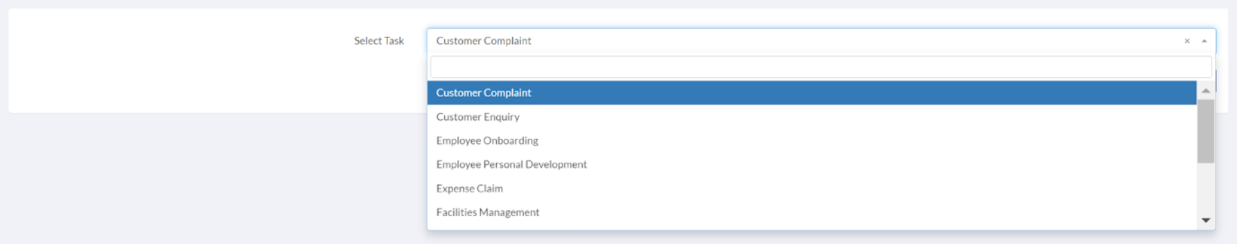 New Task set up fields